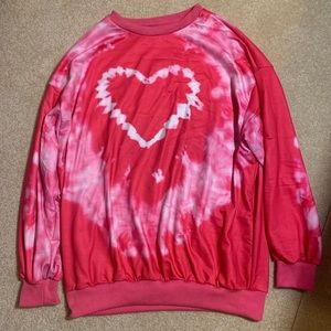 double sided amazon pink heart hoodie size small!
